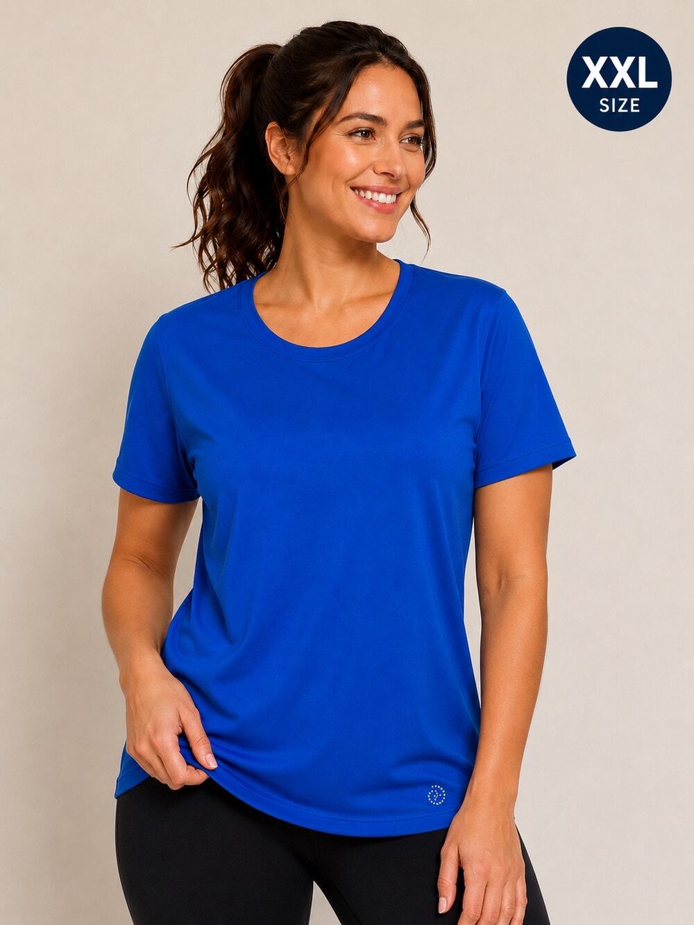 Be Inspired Womens Athletic T-Shirt Royal Blue Short Sleeve Moisture Wicking XXL